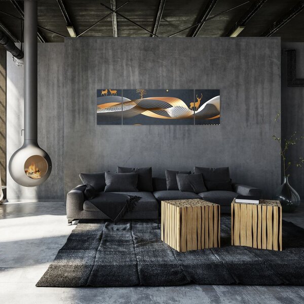 Obraz - Grafika z jeleniem (170x50 cm)