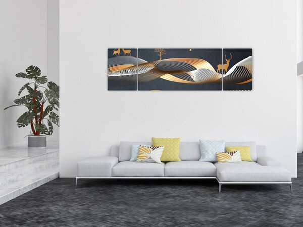 Obraz - Grafika z jeleniem (170x50 cm)