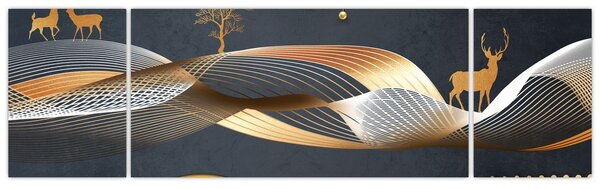 Obraz - Grafika z jeleniem (170x50 cm)