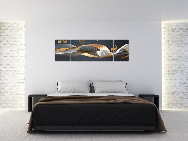Obraz - Grafika z jeleniem (170x50 cm)