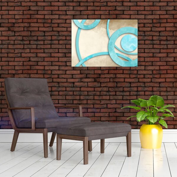 Obraz - Niebieskie koła na akwareli (70x50 cm)