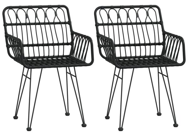 Krzesła ogrodowe, 2 szt., czarne, 56x64x80 cm, rattan pe