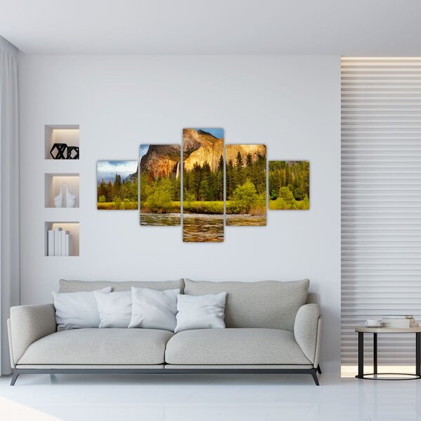 Obraz- Skały nad jeziorem (125x70 cm)