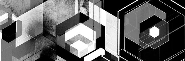 Obraz futurystyczna geometria w wersji czarno-białej