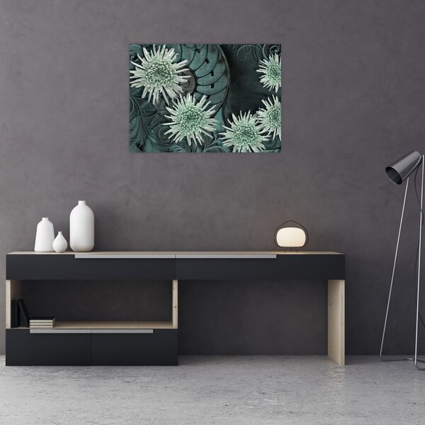 Obraz - Zielone kwiaty (70x50 cm)