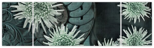 Obraz - Zielone kwiaty (170x50 cm)