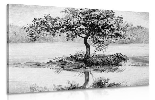 Obraz wiśnia orientalna w wersji czarno-białej