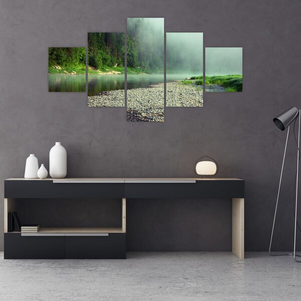 Obraz - rzeka przy lesie (125x70 cm)