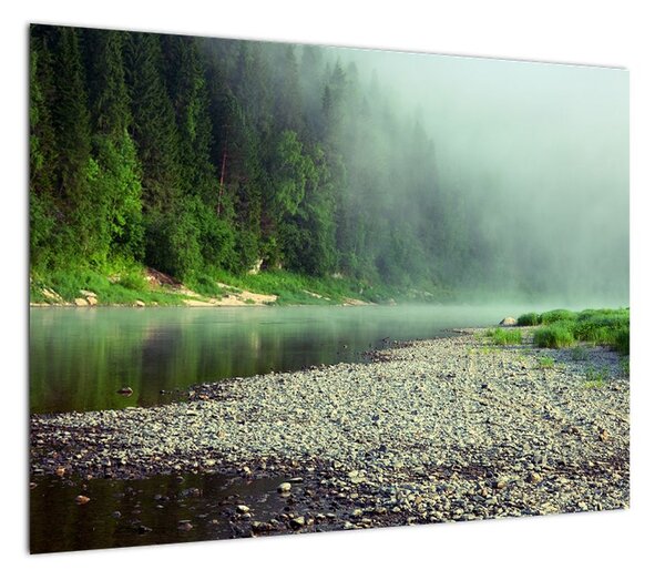 Obraz - rzeka przy lesie (70x50 cm)