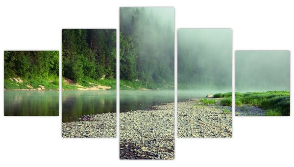 Obraz - rzeka przy lesie (125x70 cm)