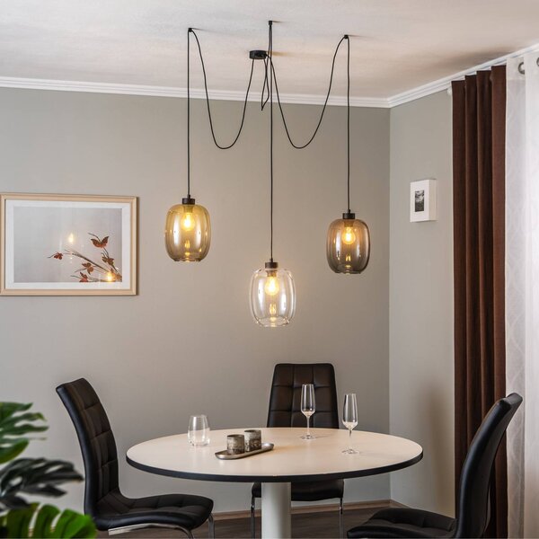 Lampa wisząca szklana Elio TK Lighting, możliwość ściemniania, przezroczysty / transparentny, salon / jadalnia, szkło, nowoczesny