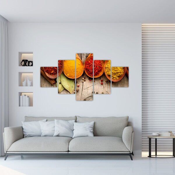 Obraz - Przyprawy na drewnie (125x70 cm)