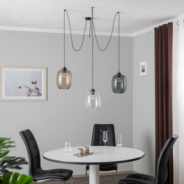 Lampa wisząca szklana Elio TK Lighting, możliwość ściemniania, przezroczysty / transparentny, salon / jadalnia, szkło, nowoczesny