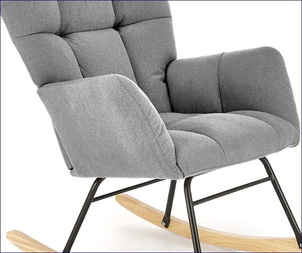 Popielaty skandynawski fotel bujany R7-T37