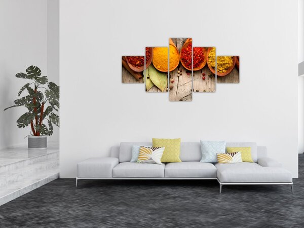 Obraz - Przyprawy na drewnie (125x70 cm)