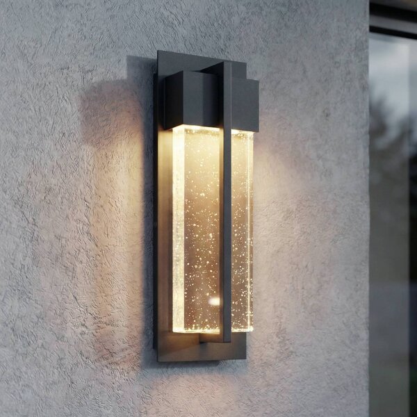 Kinkiet zewnętrzny LED Velune Lucande, czarny, aluminium, nowoczesny