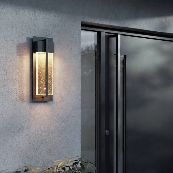 Kinkiet zewnętrzny LED Velune Lucande, czarny, aluminium, nowoczesny