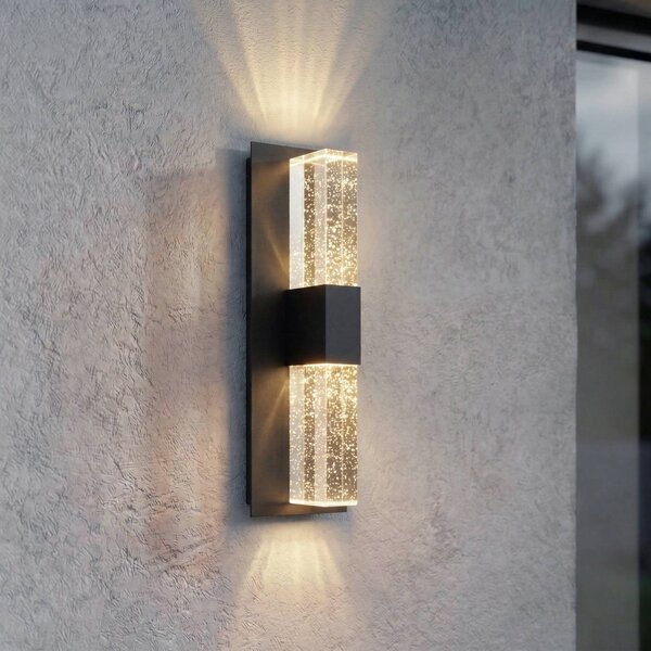 Kinkiet zewnętrzny LED Velune Lucande, czarny, aluminium, nowoczesny