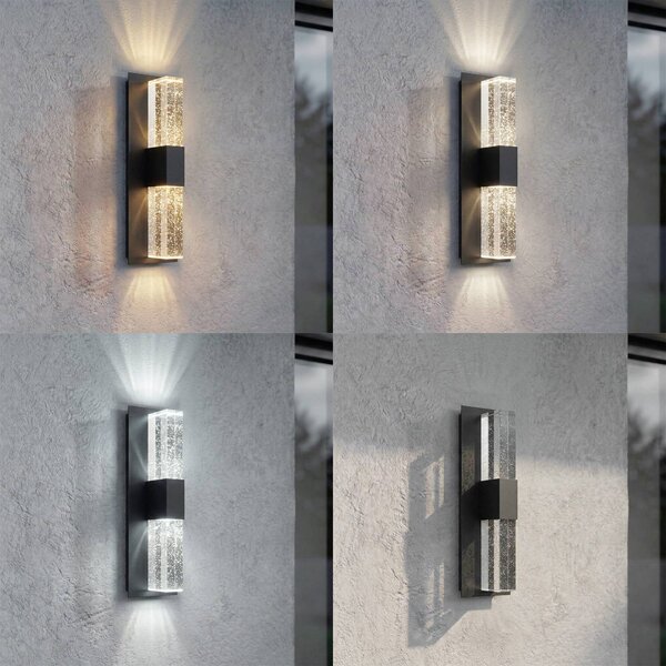 Kinkiet zewnętrzny LED Velune Lucande, czarny, aluminium, nowoczesny