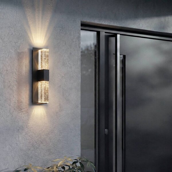 Kinkiet zewnętrzny LED Velune Lucande, czarny, aluminium, nowoczesny