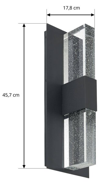 Kinkiet zewnętrzny LED Velune Lucande, czarny, aluminium, nowoczesny