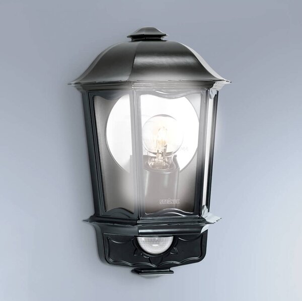 STEINEL Lampa zewnętrzna z czujnikiem ruchu L 190 S, czarny, aluminium, dworkowy / rustykalny
