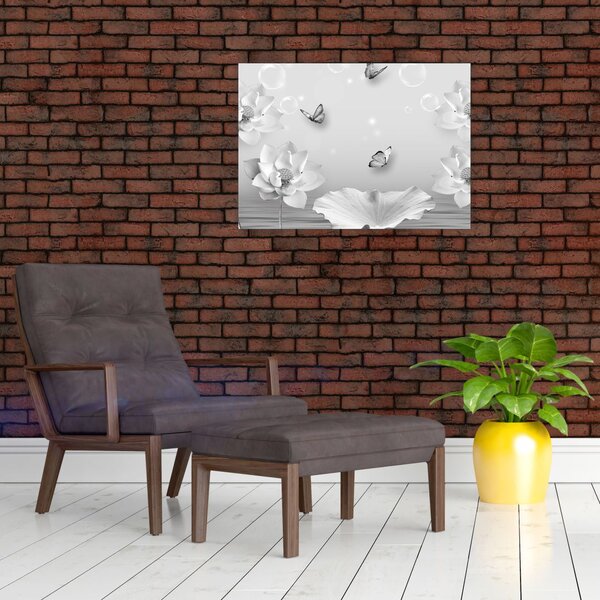 Obraz - Kwiatowy wzór z motylkami (70x50 cm)