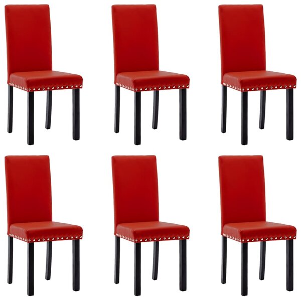 Krzesła stołowe, 6 szt., czerwone wino, sztuczna skóra