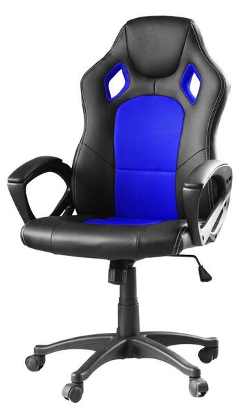 Krzesło gamingowe z kolorowym oparciem, niebieskie