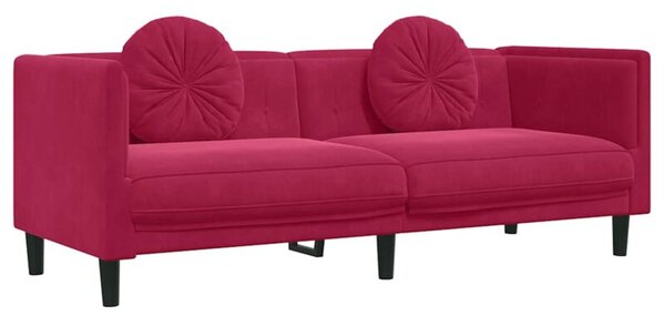 Sofa 3-osobowa z poduszkami, winna czerwieÅ, aksamit