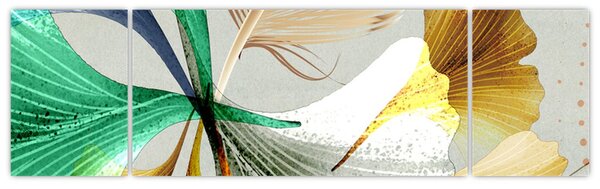 Obraz - Liście z piórami (170x50 cm)