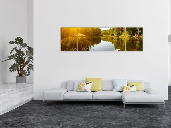 Obraz - Jezioro w pobliżu lasu (170x50 cm)