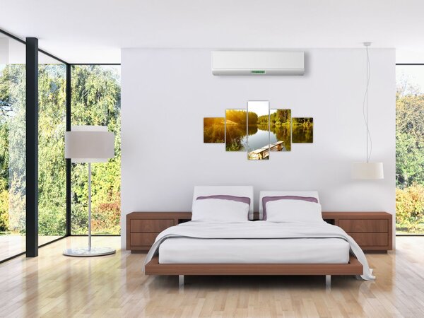 Obraz - Jezioro w pobliżu lasu (125x70 cm)