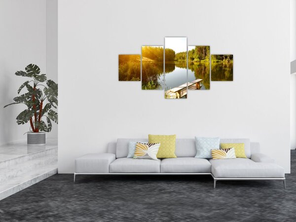 Obraz - Jezioro w pobliżu lasu (125x70 cm)
