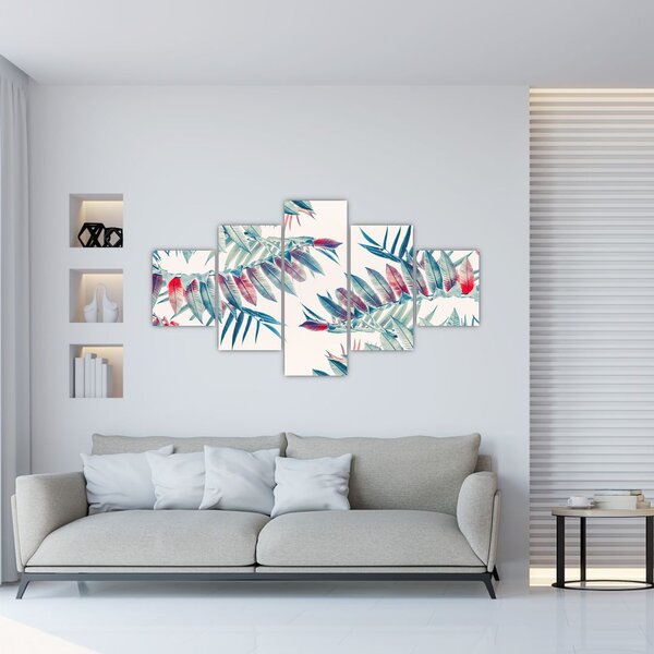 Obraz - Tropikalne liście (125x70 cm)