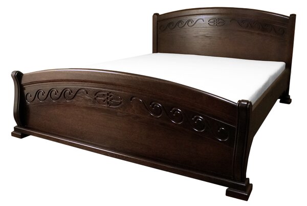 Łóżko drewniane Cezar z rzeźbą 180/200 cm dębowa sypialnia
