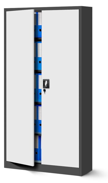 Zestaw 4x biurowa szafa metalowa na akta JAN H, 900 x 1950 x 400 mm, antracytowo-biała