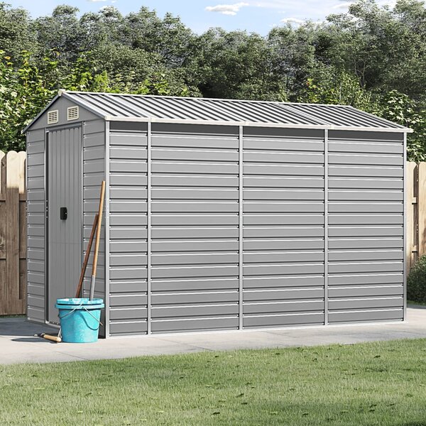 Domek ogrodowy jasnoszary 191x300x198 cm ocynkowana stal
