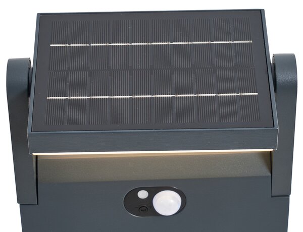 Zewnętrzna lampa słupkowa ciemnoszara z czujnikiem ruchu 60 cm IP54 Solarna - Judge