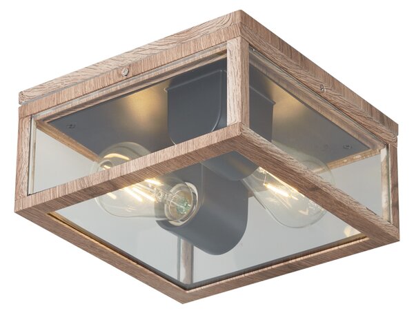 Industrialna lampa sufitowa z nadrukiem drewna IP44 2-źródła światła - Charlois