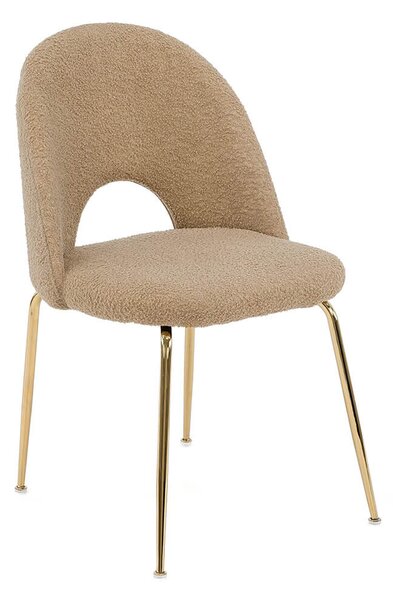 EMWOmeble Krzesło Glamour brązowe #18 KC-903-2 / boucle, złote nogi chromowane