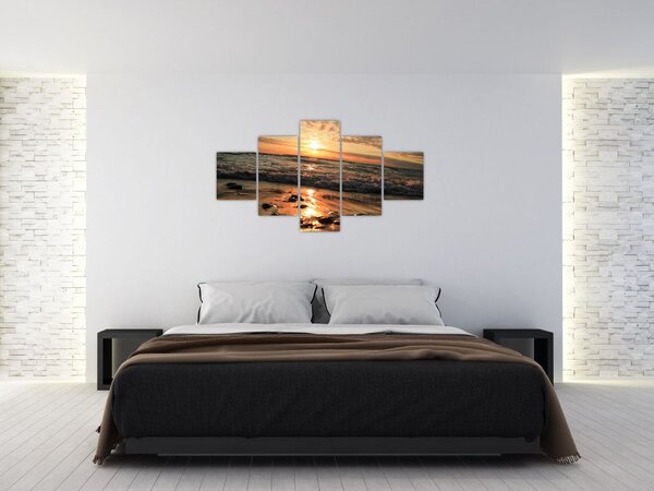 Obraz - Zachód słońca nad oceanem (125x70 cm)