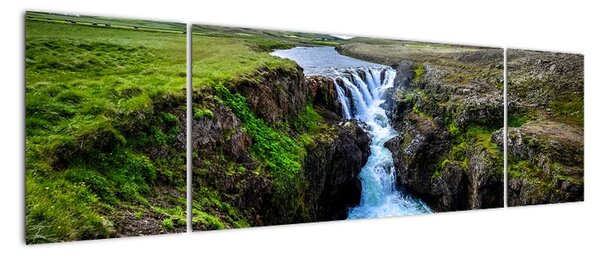 Obraz wodospadu między skałami (170x50 cm)