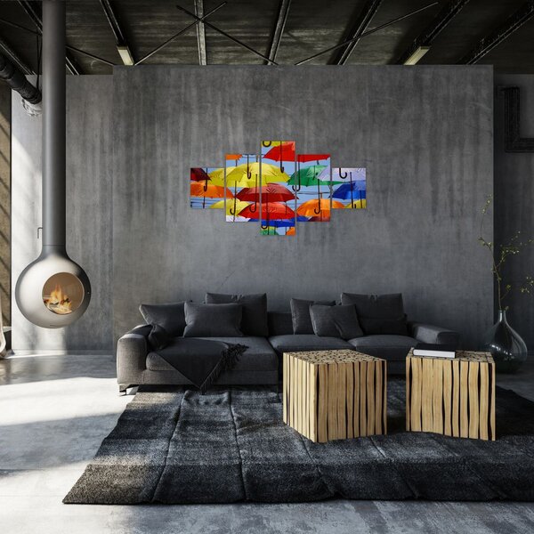 Obraz kolorowych parasoli (125x70 cm)