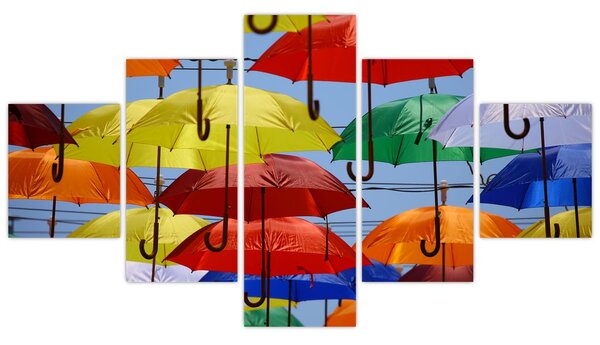 Obraz kolorowych parasoli (125x70 cm)