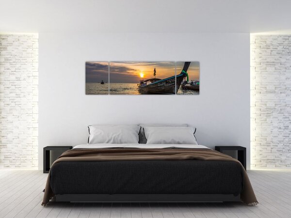 Obraz statku na brzegu (170x50 cm)