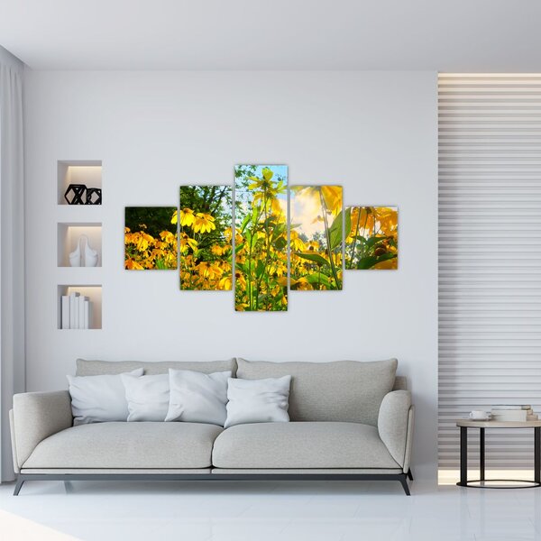 Obraz żółtych kwiatów (125x70 cm)