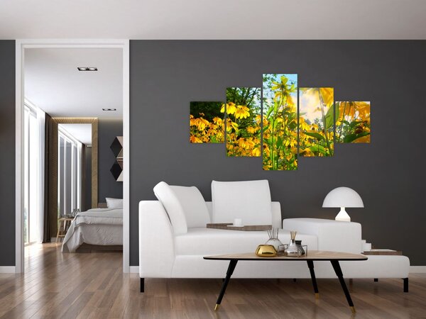 Obraz żółtych kwiatów (125x70 cm)