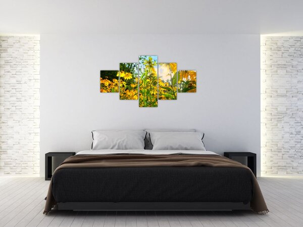 Obraz żółtych kwiatów (125x70 cm)