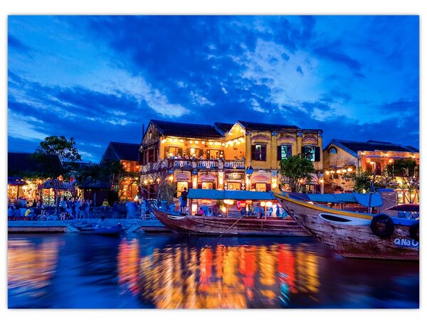 Obraz nocnego miasta Hoi An w Wietnamie (70x50 cm)